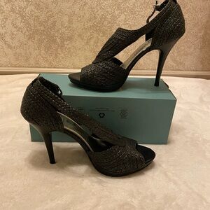 White House Black Market Woven Black Heels